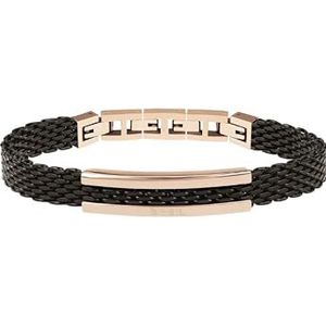 Breil - Bracelet for Men SNAP Collection TJ2743 - Black Stainless Steel Jewel with Rose Gold Central Plate - Total Length 21 cm - Rose Gold and Black