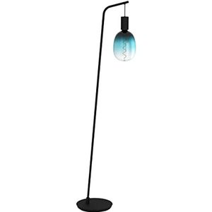 EGLO Vloerlamp Cranley, staande lamp in minimalistisch design, staanlamp van zwart metaal, staanlamp voor woonkamer met schakelaar, E27 fitting oor zichtbare lichtbron