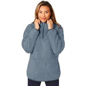 Light & Shade Dames Borg Supersoft Pullover Lounge Bed Jas Snuggle Top, Navy, L/XL