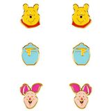 Disney Winnie The Pooh Geel, Roze & Blauw Trio Oorbel Set SF00469YL, Eén maat, Messing, Geen edelsteen