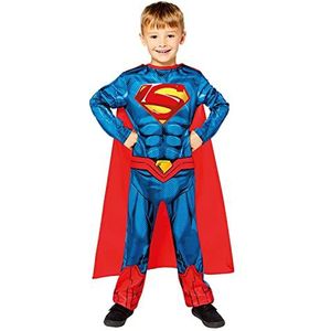 Amscan - Kinderkostuum Superman, overall met gevoerde borst, cape, 100% gerecyclede materialen, DC Super Heroes, themafeest, carnaval