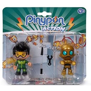 Pinypon Action - Mechanici en robot, set van 2 actiefiguren met twee schurken poppen, voor het afronden van speelsets en spelen alleen of met vrienden, cadeau voor kinderen vanaf 4 jaar, beroemd