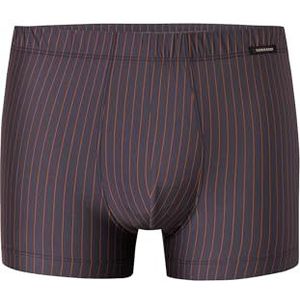 Schiesser - Pure Micro - Shorts - Grafietkleurig - Met Gebreide Krijtstreep in Oranje