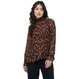 Minus Dames Mia Blouse 2, Bruin Leo Print, 14