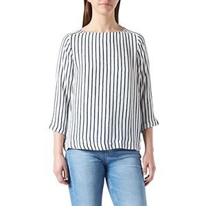 s.Oliver BLACK LABEL Damesblouse met 3/4 mouwen, regular fit, crèmestrepen, maat 34