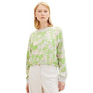 TOM TAILOR Denim Basic sweatshirt voor dames, 32432-grijs groen roze Scribble Print, L