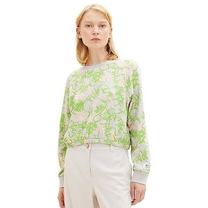 TOM TAILOR Denim Dames Basic Sweatshirt, 32432-grey Green Rose Scribble Print, M, 32432-grijs groen roze Scribble Print, M