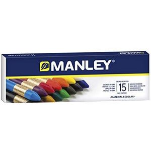 Manley Waskrijt, 15 stuks, professionele waskrijtjes, zachte waskrijtjes in etui, mengbare kleuren, gesorteerd op kleur
