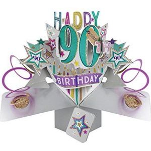 Suki Gifts POP166 Pop Up wenskaart, 90e verjaardag, meerkleurig