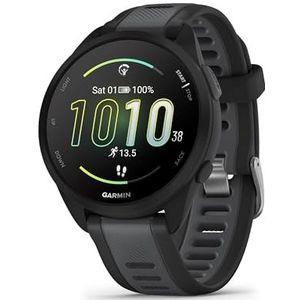 Garmin Forerunner 165, Lichtgewicht GPS hardloophorloge, AMOLED Beeldscherm, Nauwkeurig tempo, afstand en hartslag, aanpasbare trainingsschema's, tot 11 dagen batterij, Black-Slate Grey