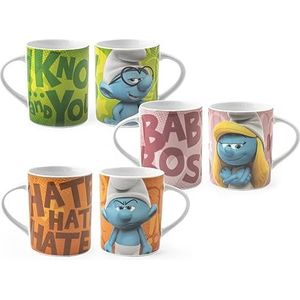 Home Puffi Set 6 Tazze Mug, Porcellana, Senza Piattino, 330cc