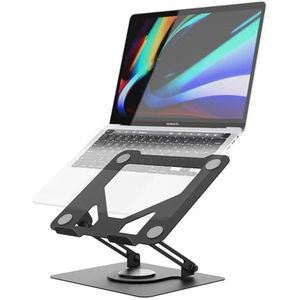 GRIFEMA GB1050 Laptopstandaard, geventileerd, inklapbaar, met draaibare bodem, in hoogte verstelbaar, compatibel met de meeste laptops van 10-17,3 inch, zwart