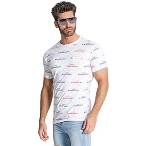 Gianni Kavanagh White Attitude Allover T-shirt voor heren, Wit, XL