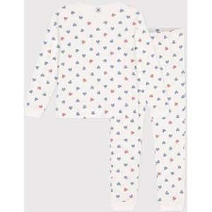 PETIT BATEAU - Pyjama - Wit - Katoen - Damespyjama met Hartenprint