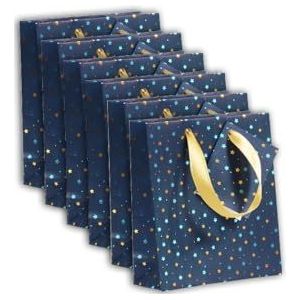 Clairefontaine 212865Cpack – een set van 5 kleine premium geschenkzakjes – formaat – 12 x 4,5 x 13,5 cm – 170 g – motief: gouden en marineblauwe strepen – ideaal voor: parfum, boek, zakje,