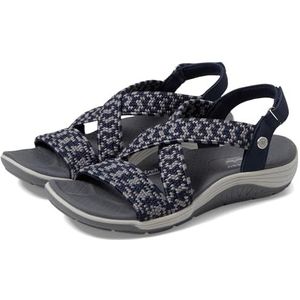 SKECHERS Women's Martha Stewart Reggae Cup-Coastal Trail Flat Sandal, Navy Grey, 8