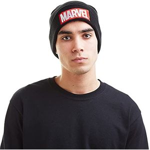 Marvel Comics Logo Heren Beanie Hat, Zwart, Eén Maat