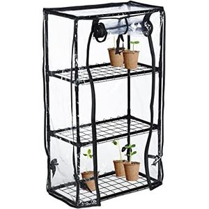 Relaxdays kweekkas balkon - 3 etages - 80 x 48 x 24,5 cm - foliekas - pvc-folie - staal