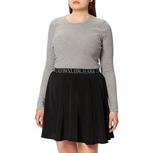 Calvin Klein Jeans Elastische jurk met logo voor dames, Grijs Heather/Ck Zwart, L