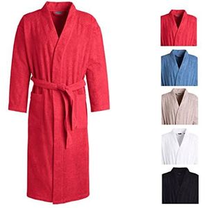 Egeria Topas uniseks badjas in kimon-vorm voor dames en heren, maat XL, kleur Chinees rood