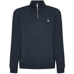 Original Penguin - Heren Quarter Zip Sweatshirt, Sticker Pete, Biologisch Katoen Fleece, Lange mouw, Rain Heather, Medium, Regen Heather, M