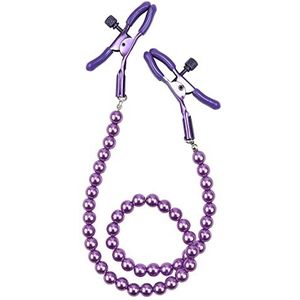 Nipple Clamps Non Piercing with Metal Chain BDSM Sex Toys for Woman, Fetish Adult Games Sex Slave Female Sex Toy Nipple for Womens Pleasure for Couples Cosplay (Purple)