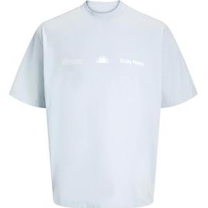 Jack & Jones - Shirt - Lichtgrijs/Wit - Ronde Hals - Kwartmouw