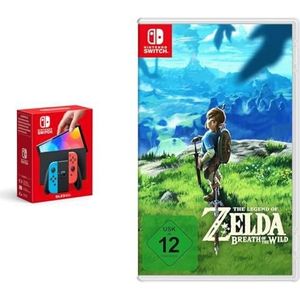 Nintendo Switch Console (OLED Model) - Blauw/Rood & The Legend Of Zelda: Breath Wild (Nintendo Switch)
