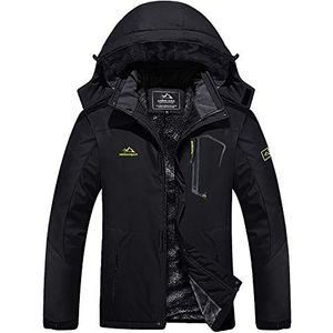 MAGCOMSEN Ski-jack voor heren, met fleece gevoerde jas, outdoor, verdikt softshelljack, waterdicht, winddicht, ademend, functionele jas met afneembare capuchon