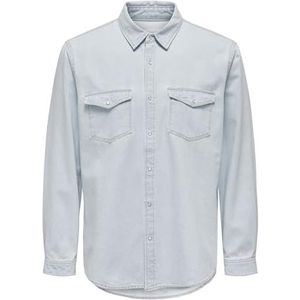 ONLY & SONS Vrijetijdshemd voor heren, blauw (light blue denim), M