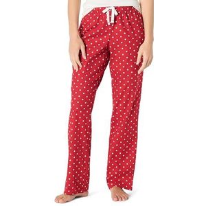 Amazon Essentials Flanellen slaapbroek voor dames (verkrijgbaar in grote maten), rood witte stippen, S