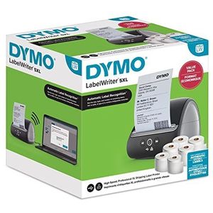 DYMO LabelWriter 5XL Labelprinter Bundle | Automatische labelherkenning | Drukt extra brede verzendlabels af voor Amazon, DHL en meer | Perfect voor webwinkeliers | Tweepolige EU-stekker