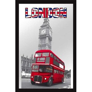 empireposter 632524 London - Red Bus and Big Ben - bedrukte spiegel met kunststof frame, afmeting 20 x 30 cm