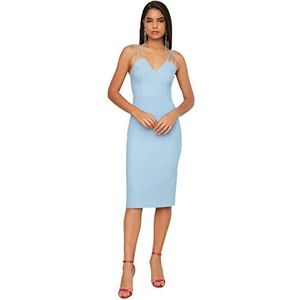 Trendyol Damesjurk met gedetailleerde schouders, blauw, maat 40