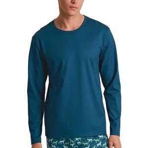 CALIDA RMX Sleep shirt met lange mouwen voor heren, van 100% katoen, legioenblauw, 46/48 NL