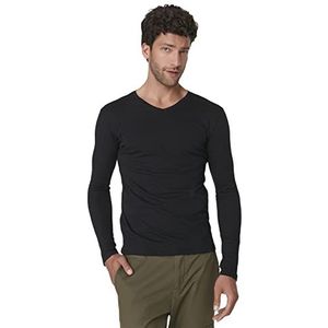 Trendyol Heren Black Male Regular Fit V-hals lange mouwen T-shirt, XL
