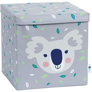 Love it Store it Opbergdoos met deksel - Stoffen opbergdoos - Vierkant en extra stevig - Grijs met koala - 33x33x33 cm