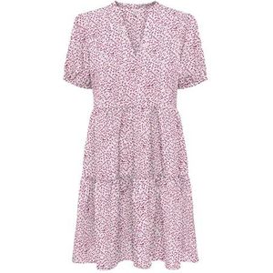 ONLY Dames Onlnova Life Elite S/S Thea Dress AOP, Fuchsia Fedora, S