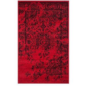 SAFAVIEH Distressed tapijt voor woonkamer, eetkamer, slaapkamer - Adirondack Collection, korte pool, rood en zwart, 122 x 183 cm