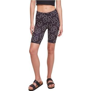 Urban Classics Ladies High Waist AOP Tech Cycle Shorts Vrouwen Short zwart, Blackflower, 4XL