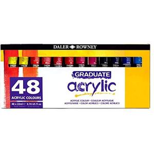 Daler-Rowney Graduate acrylverf, 21 g - 22 ml, kartonnen doos, set, 48 verschillende kleuren