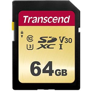 Transcend TS64GSDC500S-E 64GB | SDHC I, C10, U3, V30 geheugenkaart - 95/65 MB/s - milieuvriendelijke verpakking