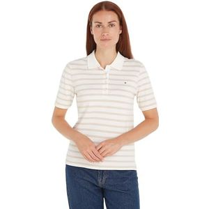 Tommy Hilfiger S/S polo's voor dames, Bretonse Stp/Ecru/Klassiek Beige, XXS