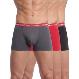 DIM - Coton Stretch - Set van 3 Boxershorts - Grijs - Rood - Zwart