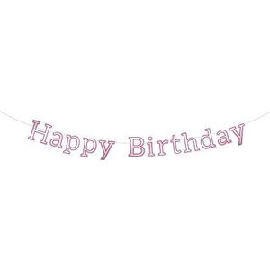 Folat - Letterslinger Glossy Pink 'Happy Birthday' - 3 meter