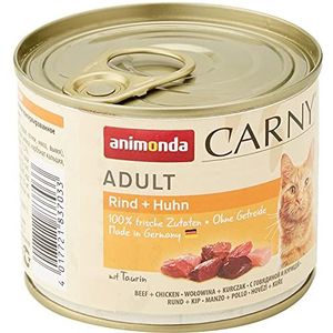 Animonda Carny Adult kattenvoer, nat voer voor volwassen katten, rund + kip, 6 x 200 g