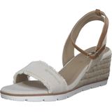 Sandalen - Color-Blocking - Katoen, Imitatieleer - Riemsluiting, Sleehak