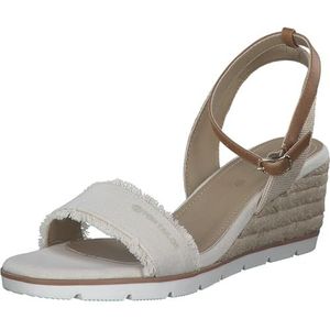 Sandalen - Color-Blocking - Katoen, Imitatieleer - Riemsluiting, Sleehak