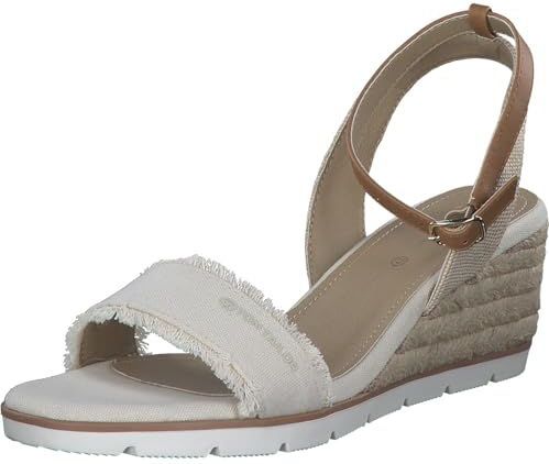 Sandalen - Color-Blocking - Katoen, Imitatieleer - Riemsluiting, Sleehak