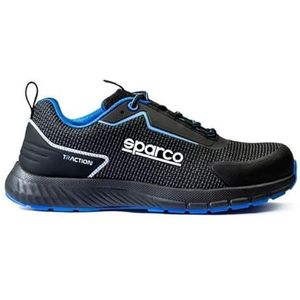Sparco Traction S1PS Suzuka, veiligheidsschoenen voor volwassenen, uniseks, volwassenen, zwart/lichtblauw, 43 EU, Zwart Blauw, 43 EU